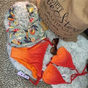 Bold Orange and Red Bikini for Beach Adventures